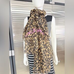 Louis Vuitton Cashmere Silk Stephen Sprouse Leopard Print Scarf Pink Script